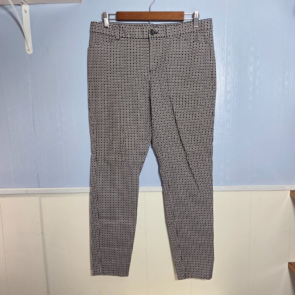 Gap Size 10R Slim City Black White Print Casual Ankle Straight Leg Pants - Picture 2 of 10
